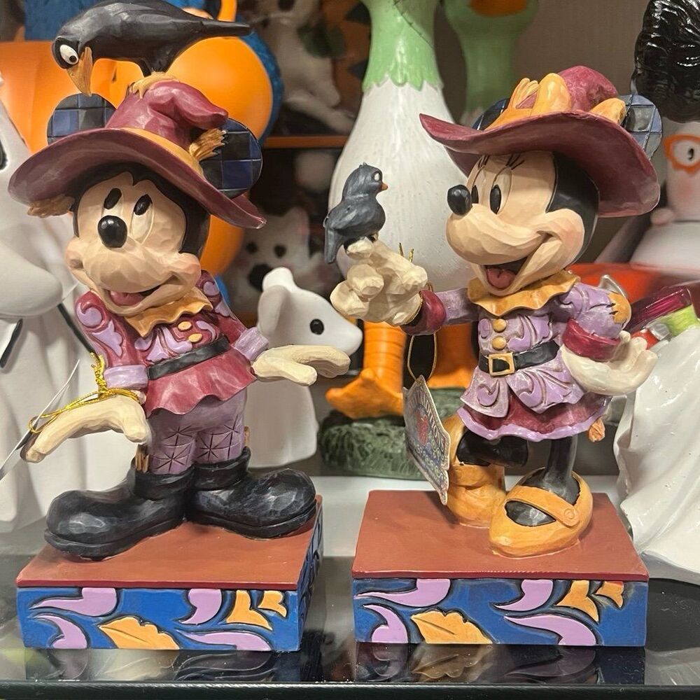 Disney Traditions Halloween Thanksgiving Mickey and Minnie Mouse Figurines (2)